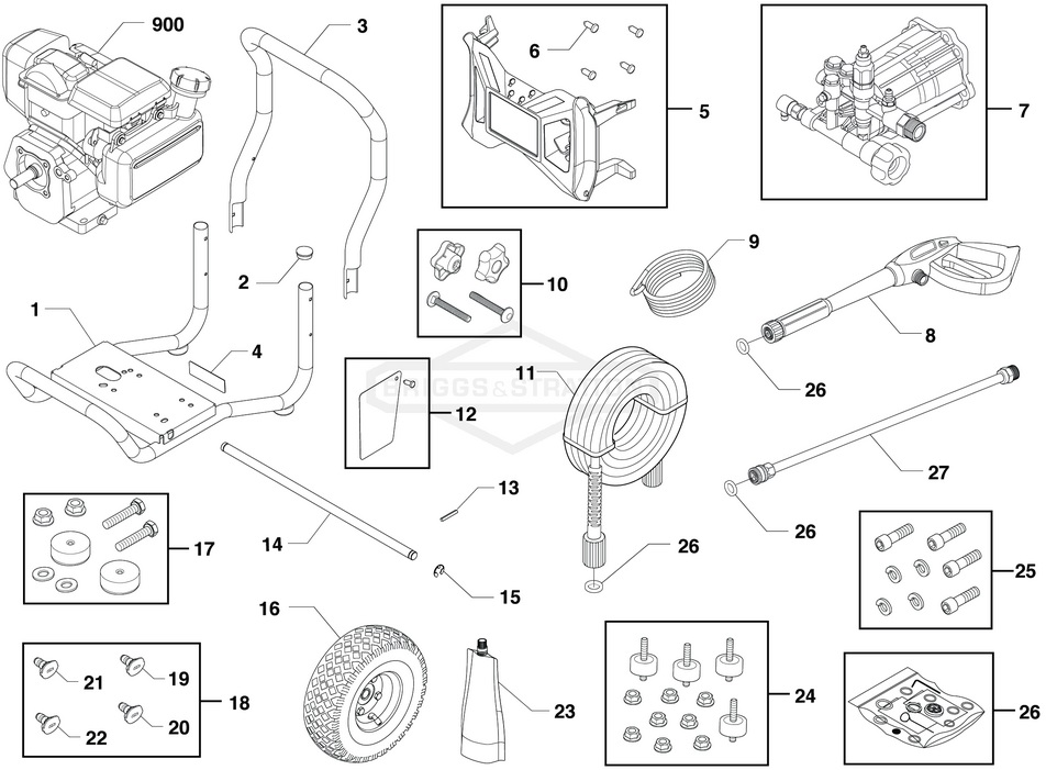 Briggs & Stratton pressure washer model 020743 replacement parts, pump breakdown, repair kits, owners manual and upgrade pump.